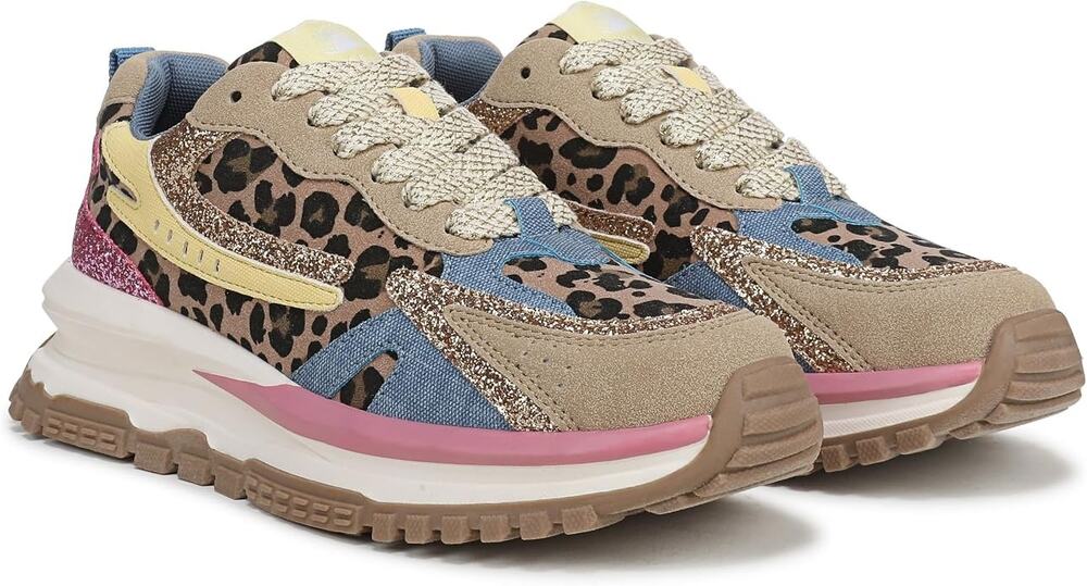 Blowfish Malibu Women's 9M Tan Blue Pink Leo Sneakers Streetwear Retro D10-1